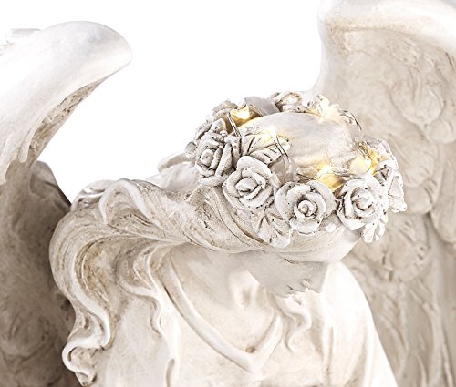 Lunartec Angel LED: Kneeling Solar LED Guardian Angel Figure, 24.5 cm, White, For Indoor and Outdoor Use