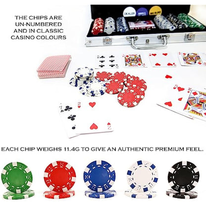 M.Y Texas Hold'em Poker Set - 500 Piece Set in Aluminium Case with 11.5g Heavyweight Poker Chips 2 Decks of Playing Cards Dealer Big Blind and Small Blind Buttons and 5 Dice