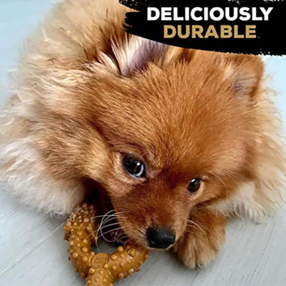 TastyBone TrioBone Nylon Dog Chew Toy for Toy Dogs (Beef) - Indestructible for Aggressive Chewers, Everlasting Flavour, Strong Healthy Teeth, Made in the UK