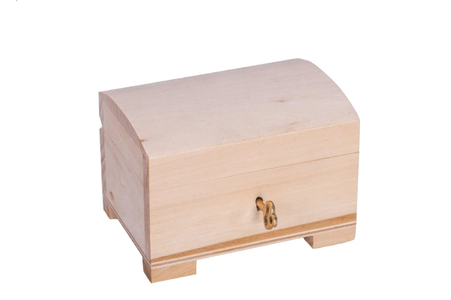 Wooden World - Wooden box with key ecological chest casket for decoupage raw wood 10,5 x 8 x 7,5 cm