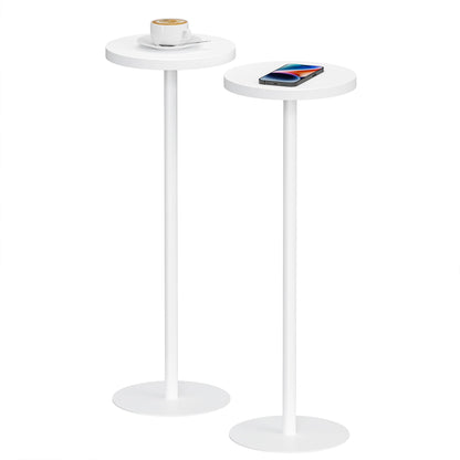 TUTOTAK Tall Round Side Table, Small End Table, Set of 2, Drink Table, Pedestal Side Table, livingroom, White V1TB01BW0652EU