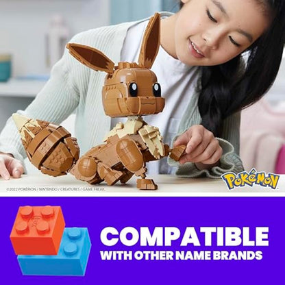 MEGA Pokémon Building Toys Set Jumbo Eevee with 824 Pieces, Articulated and Poseable, 11 Inches Tall, for Kids, GMD34