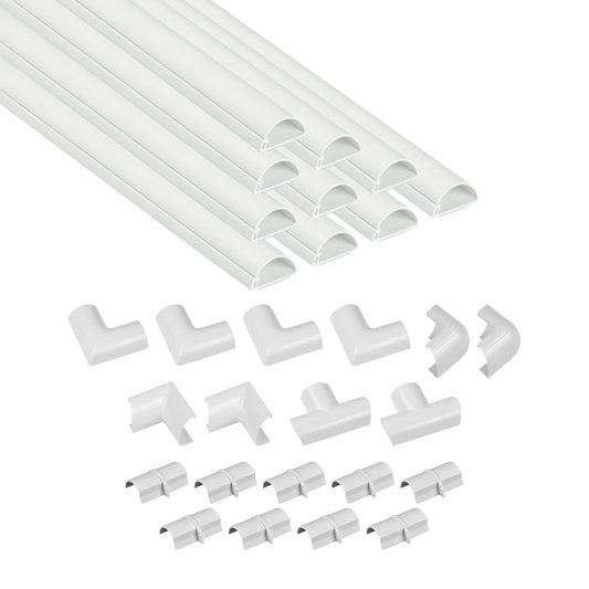 D-Line White Mini Trunking Kit, 4-Meter Self-Adhesive Wire Hider, Cable Management to Hide Wires on Wall, Cable Tidy Solution - 10x 40cm Lengths and