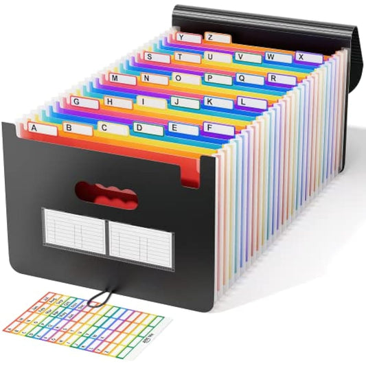 ABC life Expanding File Folders, A4 Accordion Document Organiser Folder Portable Rainbow File Organiser Filing Boxes High Capacity Storage Bag for School/Home/Office