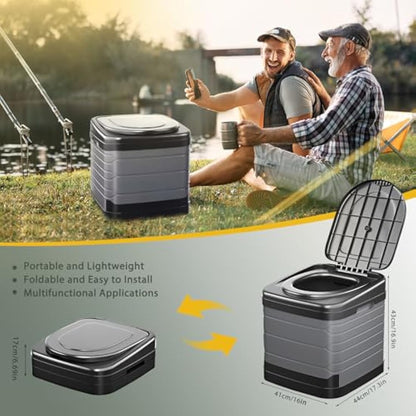 congumi Upgrade XXL Camping Toilet, Folding Portable Toilet for Adults, 16.9 inches-High Extra Large Travel Composting Toilet with 20pcs Trash Bags, Perfect for Hiking, Fishing, Outdoor, Long Trips