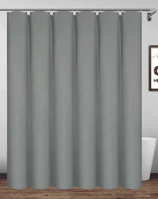 Homehold 200x200cm Gray Shower Curtain With Hooks, Extra Long Polyester Waterproof Bathroom Curtain