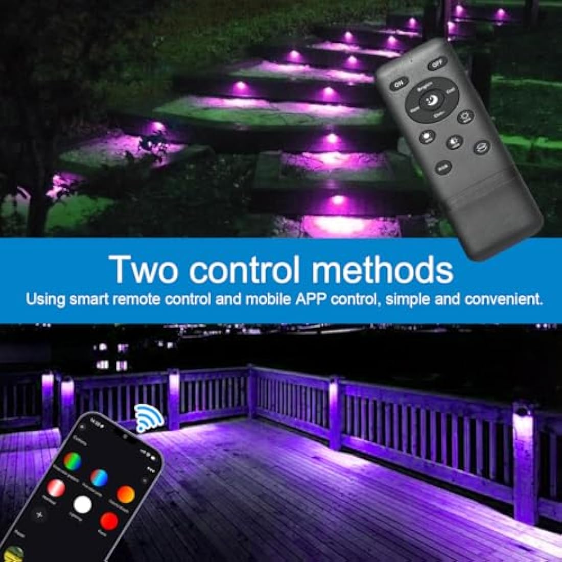 GEYUEYA Home RGB Decking Lights Kit, Ø30MM 12V 0.5W Bluetooth APP Control LED Recessed Deck Lights for Deck Patio Terrace Pathway Decoration - 20 Packs