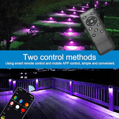 GEYUEYA Home RGB Decking Lights Kit, Ø30MM 12V 0.5W Bluetooth APP Control LED Recessed Deck Lights for Deck Patio Terrace Pathway Decoration - 20 Packs