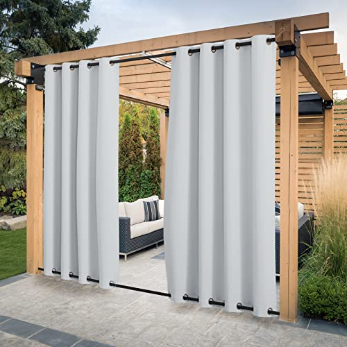 PONY DANCE Outdoor Curtain Balcony & Patio Pack of 2 Outdoor Curtains, Wind Protection & Sun Protection, Outdoor Curtains with Eyelets (Top & Bottom),