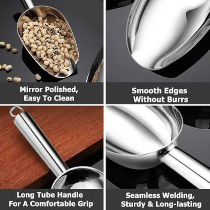 Ice Scoop, Stainless Steel Sweet Candy Food Scoop for Kitchen Bar Buffet Party Wedding, Heavy Duty & Dishwasher Safe - 5oz
