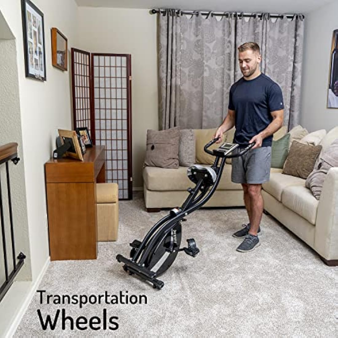 YYFITT Basic Foldable Fitness Exercise Bike with 16 Level Resistance, Countdown Exercise Monitor, Phone/Tablet Holder and Hand Pulse for Home Use
