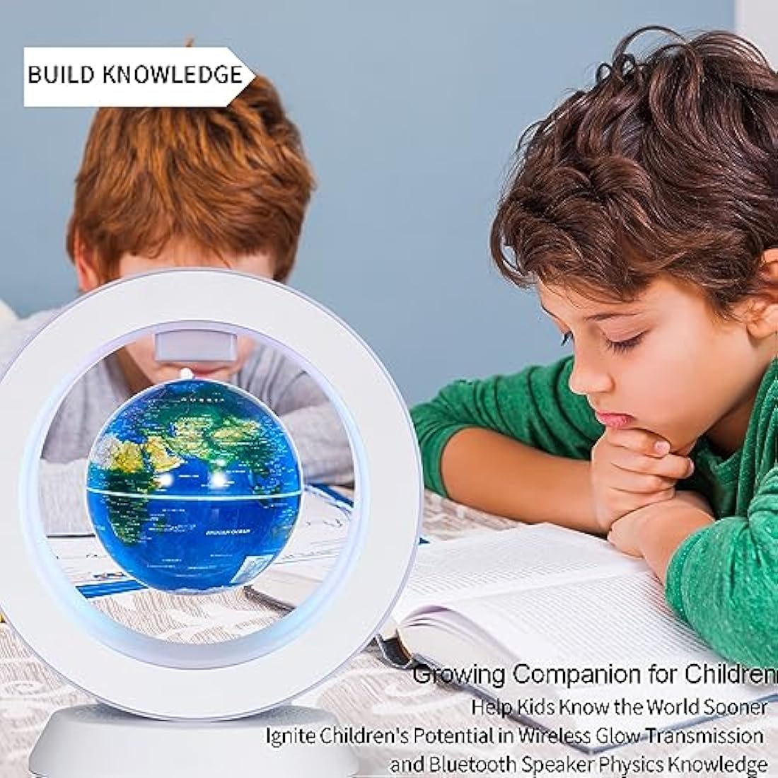 Magnetic Levitation Bluetooth Speaker Constellation Lamp Spinning Floating World Globe for Kids Learning Or Men Boss Office Desk Accessories Decor,Cool Tech Gadgets Unique Desk Toy Gift for Teens