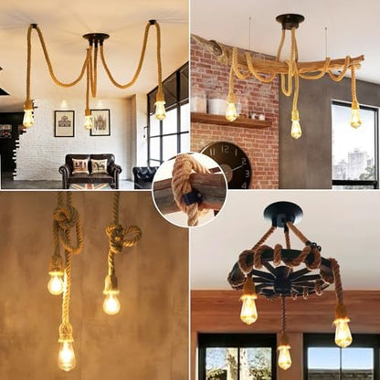 ANWIO 6 Heads Spider Light Chandelier,Pendant Lighting Ceiling,DIY Spider Rope Ceiling Lights,Bedroom Light Shades,Industrial Hanging Ceiling Lights,Hanging Light Fitting,Loft Lighting（1PCS）