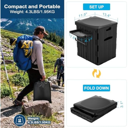 WADEO Extra-Large Camping Foldable Toilet, Heavy-Duty Portable Potty for Adults with Bigger Comfortable Seat & Sturdy Support, Travel WC for Heavy People, Big Guy, Elderly