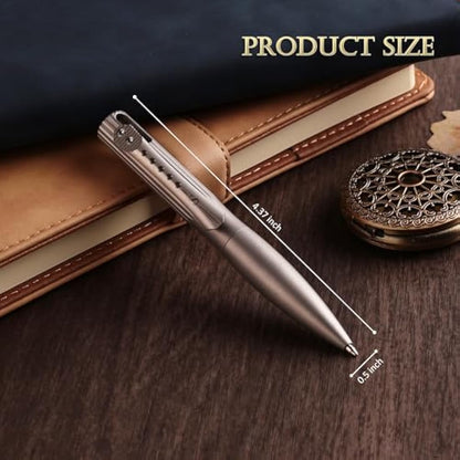 SMOOTHERPRO Titanium Wide Grip Bolt Action Pen | Retractable Ballpoint Pen Short Pen | Compatible with Parker Refill | for Office School Business EDC (TBP03) | Multicolor