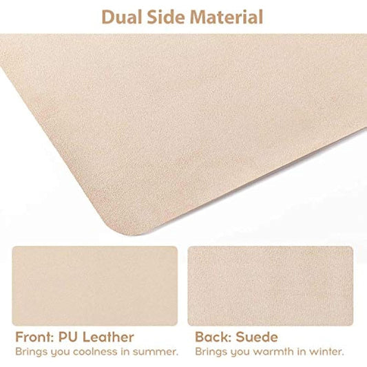 DOBAOJIA Desk Pad Large 31.5" X 15.7" Extended Mouse Mat Large Mouse Pad XL Desk Blotter Writing Pad for Laptop/Office/Home, PU Leather Side Waterproof +Suede Side Non-Slip (Beige)