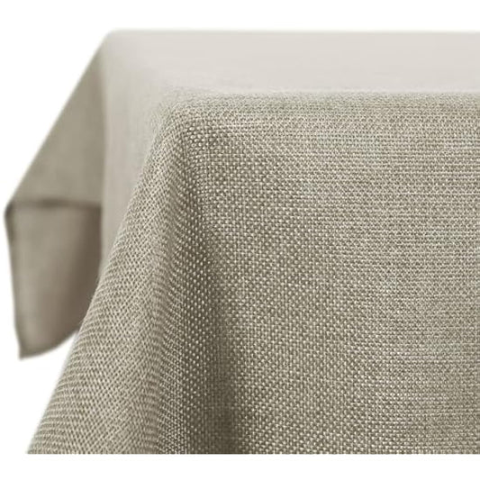Deconovo Rectangle Water Resistant Table Cover Faux Linen Table Cloth for Outdoor 51x95in(130x240cm) Linen