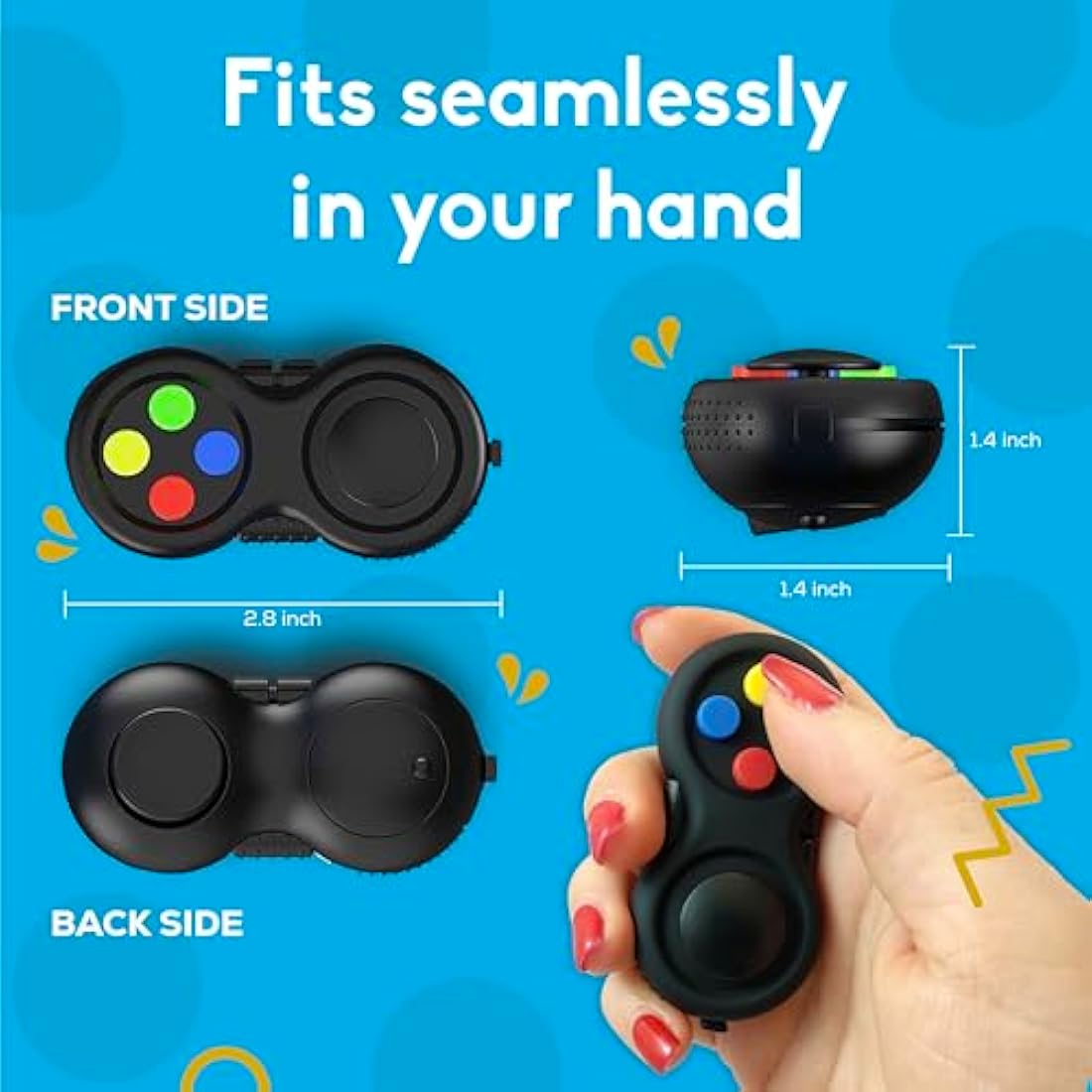PILPOC Fidget Pad Controller - Premium Quality Game Focus Toy, Smooth ABS Plastic with Exclusive Protective Case, Stress Relief, for ADHD, Fidget Flippy Chain Included (Black & Mix)