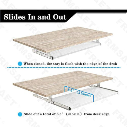 FRMSAET Furniture Accessories Office Product Suits Hardware 20/24/30 inches Keyboard Drawer Tray Wood Holder Under Desk Adjustable Height Platform. (30 inches, White)