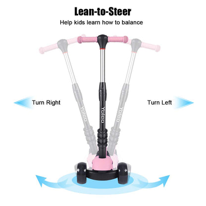 YOLEO Kids Three Wheel Kick Scooter with Removable Seat, LED Flashing Wheels, Height Adjustable, 3-in-1 Lightweight Children's Scooter Boys and Girls
