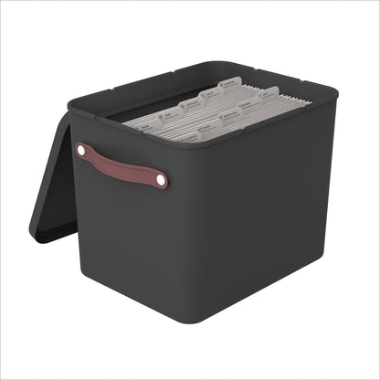 Rotho MyPaper Archive box document organiser. MY PAPER Plus, Plastic (PP) BPA-free, black, (40.0 x 29.2 x 29.8 cm)