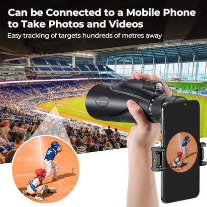 K&F Concept 8-32X50 Zoom Monocular with Cell Phone Holder, Monocular for Adults -BAK4 Prism and FMC Lens - IP66 Waterproof - Great for Birdwatching, Hiking, Hunting, Camping, Traveling, Black