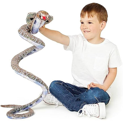 Zappi Co Kids Stuffed Soft Cuddly Plush Snake Toy - Part of Safari Animals Collection: Realistic and Lifelike, Perfect for Kids(Cobra)