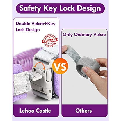 Lehoo Castle Baby Reins Anti Lost Wrist Link,Toddler Reins with Lock for Walking, Child Safety Harness Walking Leash for Children Boys and Girls (Purple)