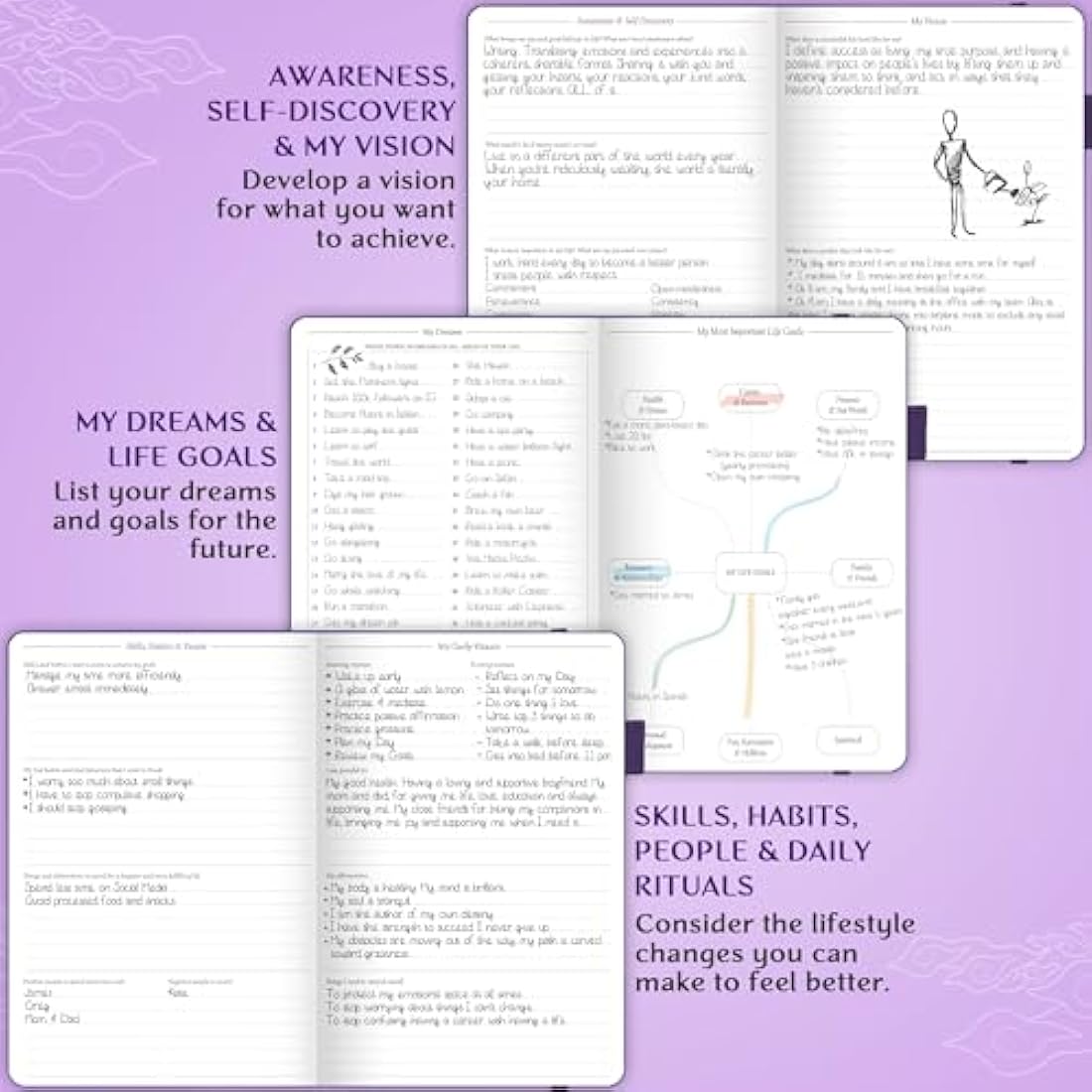 Legend Planner Hourly Schedule – Weekly & Daily Organizer with Time Slots. Appointment Book Journal for Work, Undated, A5 (Purple)