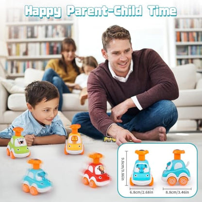 Own1one Toddler Toy Cars, Baby Toy Car for 1 Year Old Boys, 4Pcs Press Go Toy Car Gifts for 1 2 3 Year Old Boys Girls