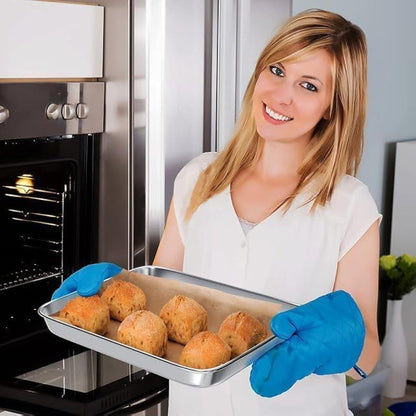 Baking Tray & Rack Set [2 Sheets + 2 Racks], Stainless Steel Non Stick Oven Tray with Rack, Large Cookie Sheet Pan for Baking Cooking, Heavy Duty, Easy Clean, Dishwasher Safe (16 x 12 x 1 inch)