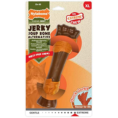 Nylabone Extreme Tough Dog Chew Toy, Souper Bone, Duck Jerky Flavour, Mess-Free, For Dogs Over 23 Kg - X-Large