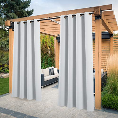 PONY DANCE Outdoor Curtain Balcony & Patio Pack of 2 Outdoor Curtains, Sun Protection & Privacy Screen, Outdoor Curtains with Eyelets, Outdoor