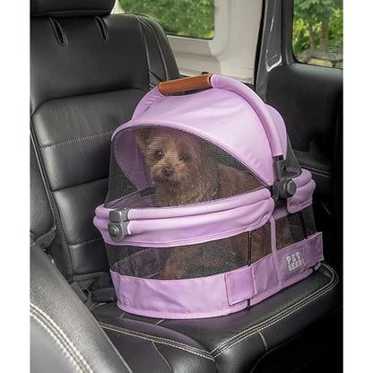 Pet Gear View 360 Ultra Lite Pet Safety Carrier & Car Seat for Small Dogs & Cats Push Button Entry, 15", Larkspur