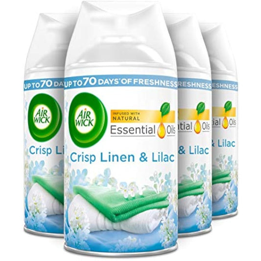 Air Wick Freshmatic Max Air Freshener Refill, 250 ml - Crisp Linen and Lilac, Pack of 4