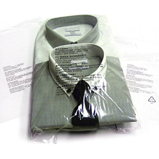 100 Clear Plastic SELF Seal Garment Clothing Bags with Safety Warning RESEALABLE Peel & Seal Polypropylene Clothes T-Shirt Shirt Display Postal Packing Postage Sacks MAILERS - SABCO (14" x 17")