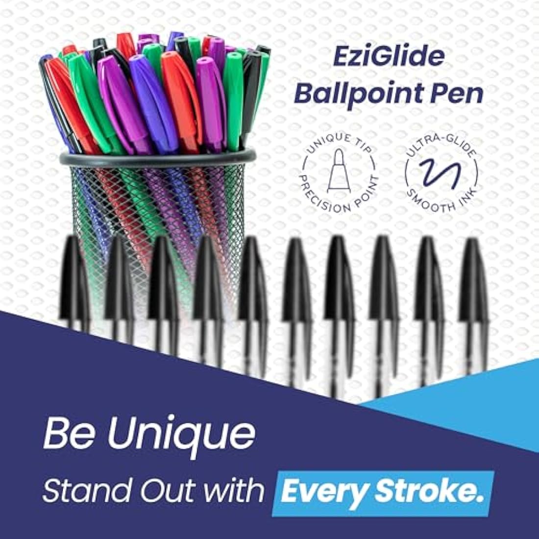 Eziglide 100-Pack Ballpoint Pen Set, Purple – Medium Point Nib (1.0mm) for Smooth Writing & Easy Grip – Multipack Purple Biro, Ideal for School, Home, Work, Exams & Stationery Use