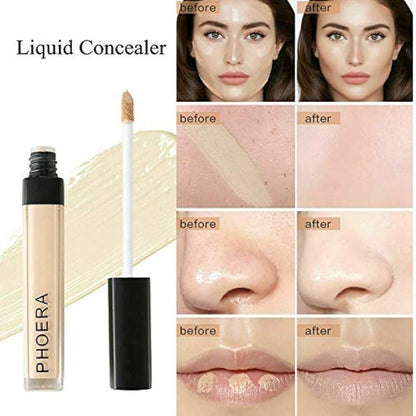 Phoera Full‑Coverage Matte Liquid Concealer – Waterproof, Oil‑Free Camouflage for Dark Circles, Acne Scars & Under‑Eye (106 - Chestnut)