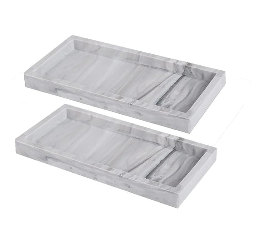 2 Pieces Bathroom Vanity Tray Rectangular Storage Tray Suitable for Storing Jewelry Rings, Soap, Shampoo, Candles, Towels and Other Home Decorations