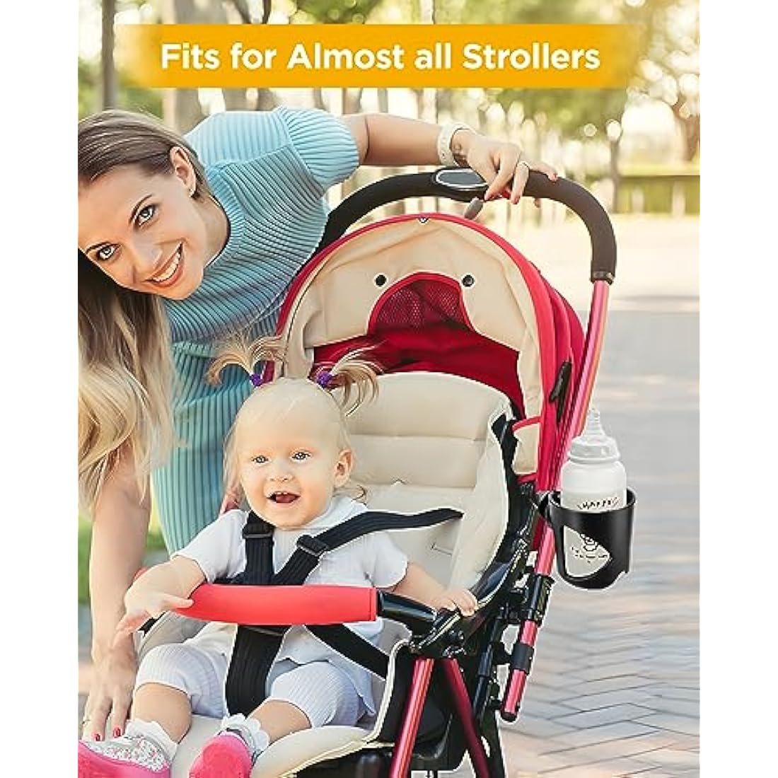 Stroller Cup Holder, Universal Drink Holder for Bikes, Trolleys or Walkers, Fits Most Cups