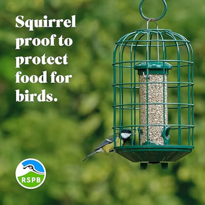 RSPB - Bird Seed Feeder, Hanging Bird Feeder, Easy to Clean, Caged and Squirrel Proof, Suitable for Year-Round Feeding, Quick Assembly, Durable