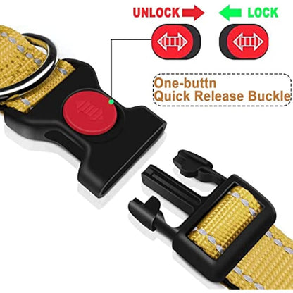 Dog Collar, Reflective Adjustable Basic Dog Collar with Soft Neoprene Padding, Durable Nylon Pet Collars for Puppy Medium Dogs