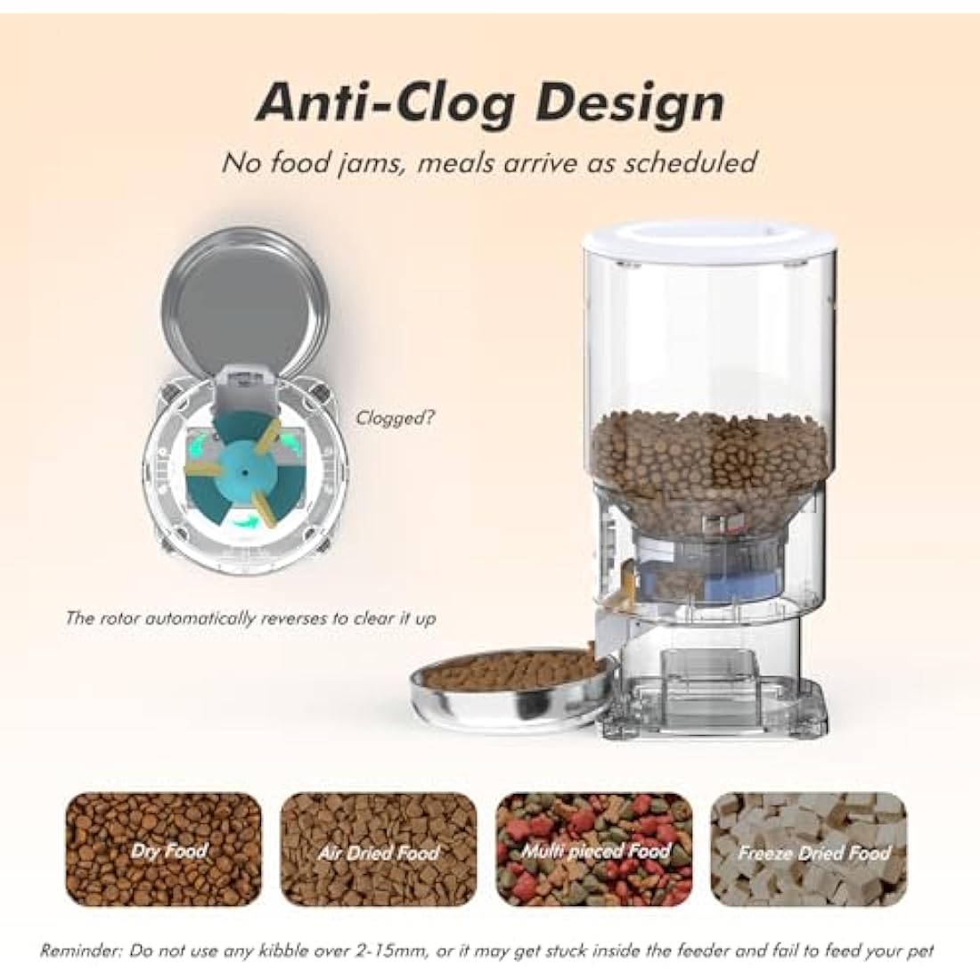 Automatic Cat Feeder, 5L Cat Feeder Automatic with Timer, Keep Food Fresh, Up to 16 Portions 6 Meals Per Day, Food Dispenser with Stainless Steel Cat Food Bowl, 10s Voice Recorder, Dual Power Supply