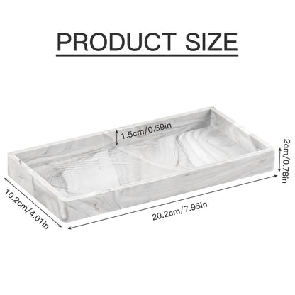 CENBEN White Marble Silicone Bathroom Vanity Tray, Rectangle Trinket Candle Tray Silicone Cosmetic Trays Dish Jewelry Trays for Soap Shampoo Perfume