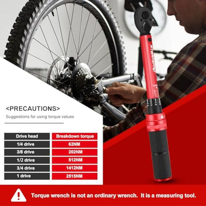 ATsafepro Torque Wrench 1/4",Bike Torque Wrench 3-25Nm Drive Click High Precision Repair Spanner for Bicycle Maintenance Kit for Road and Mountain Bikes Two-Way Ratchet