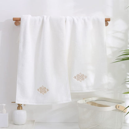 YiLUOMO Super Thick Luxury White Hand Towels Soft 100% Cotton Highly Absorbent Embroidered Decorative Hand Towel Set for Bathroom Hotel & Spa