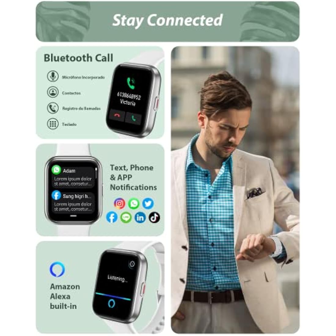 Smart Watch for Women(Answer/Make Call), Alexa Built-in 1.8" Touch Screen Fitness Watch with SpO2 Heart Rate Sleep Monitor, 100 Sport, IP68 Waterproof Step Counter Ladies Smartwatch for iPhone Android