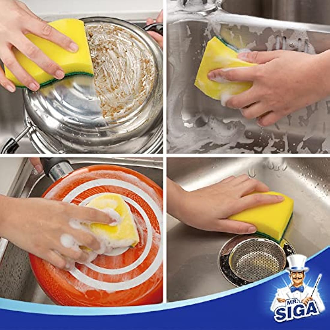 MR.SIGA Heavy Duty Scrub Sponge - Pack of 24, Size:11 x 7 x 3cm