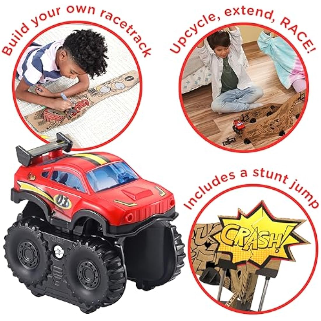 VTech Car-Board Racers Monster Truck & Track, Cardboard Race PlaySet with Stunt Jump for Kids, Toy Car Playset with Included Monster Truck, For Children Age 5, 6, 7 + Years, English Version