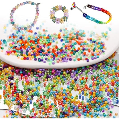 EuTengHao 3mm Glass Seed Beads for Bracelet Making Kit, 8/0 Small Craft Beads for Bracelet Necklaces Crafting Jewelry Making Supplies (36000Pcs,144 Colors)